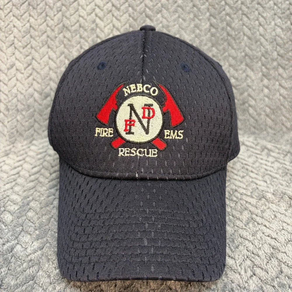 OC Sports NEBCO Fire EMS Rescue Hat Navy Blue Mesh Proflex L/XL Cap 0739